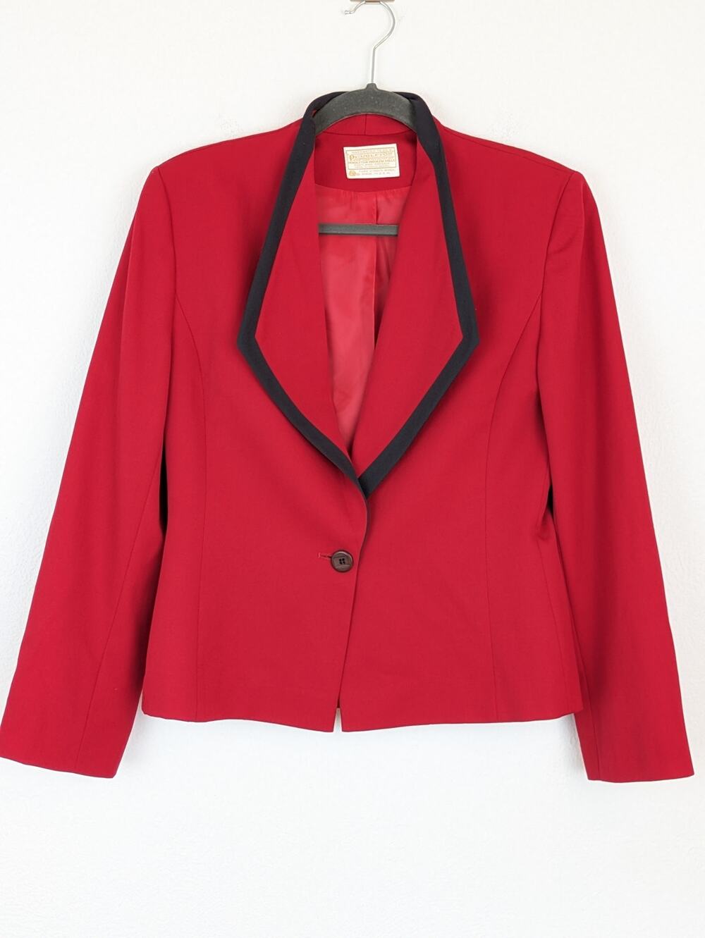Vintage Pendleton Blazer Jacket Virgin Wool 60s 70s Retro Red Black Size 6